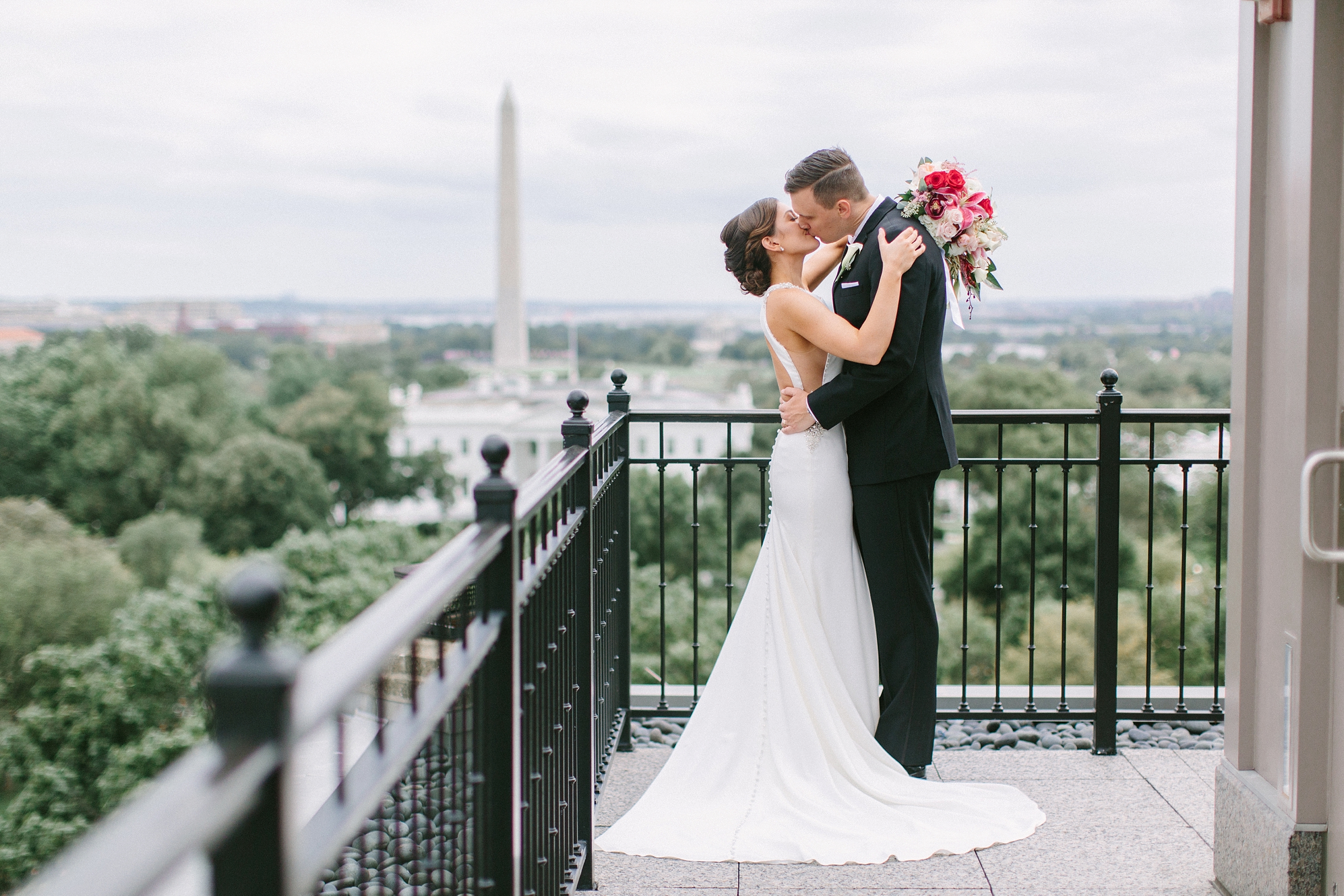 Bride and Groom at Top of the Hay in Washington DC