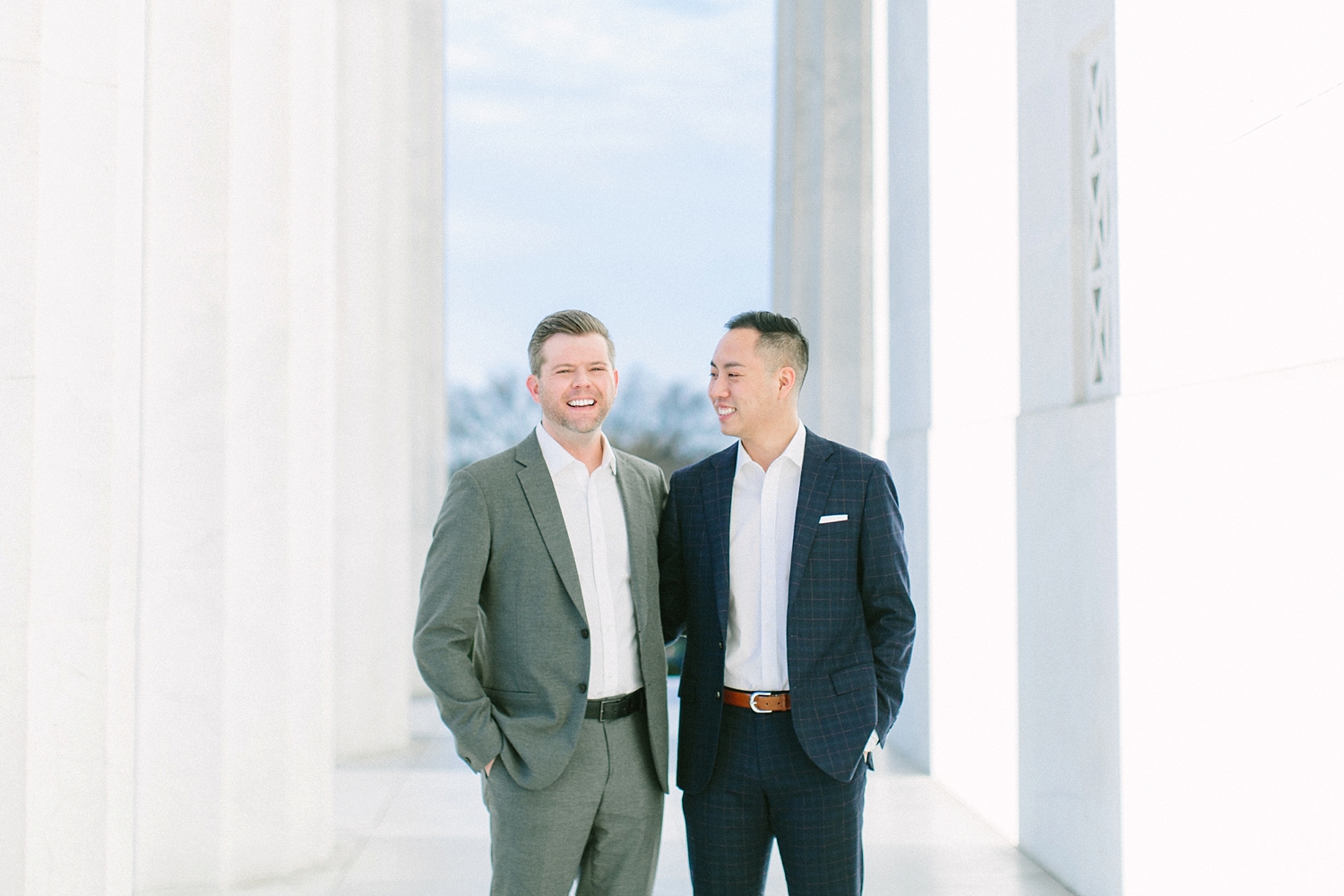 Gay couple at the Lincoln Memorial engagement photos